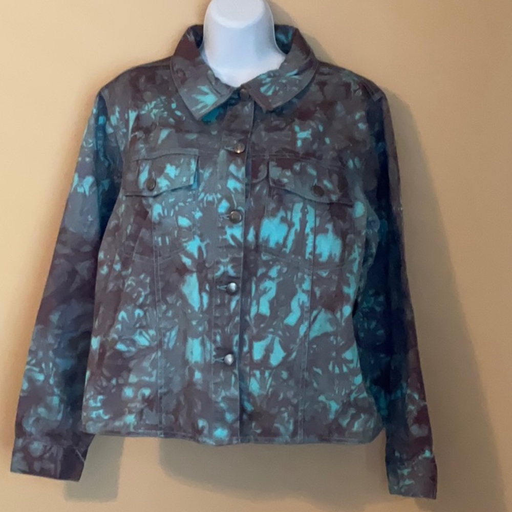 Size L Turquoise and Brown Tie Dye Jacket